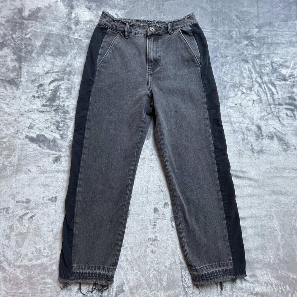 initial Designer Jeans Womens Small Frayed Streetwear Two Toned Corduroy Denim